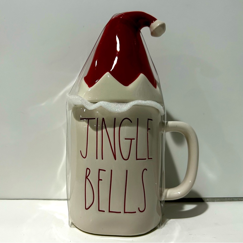 Rae Dunn Jingle Bells Mug with Topper